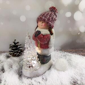 Zimní dítě- holka s LED svítícím stromkem- 20 cm