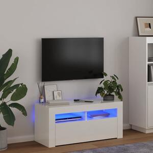 VidaXL TV stolek s LED 90 x 35 x 40 cm kompozitní dřevo [862560] Barva: bílá s vysokým leskem