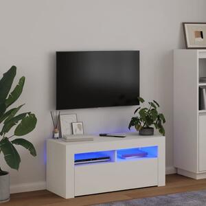 VidaXL TV stolek s LED 90 x 35 x 40 cm kompozitní dřevo [862560] Barva: Bílá