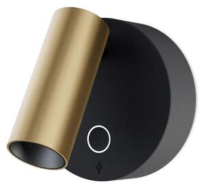 Led2 Nástěnné LED svítidlo ELFY USB 3,5W, v. 85 mm, 2700K Barva: Černá-zlatá