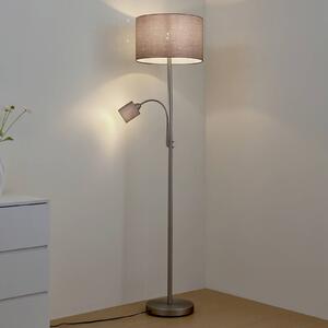 Lindby stojací lampa Jaileen, šedá, textil, 170 cm, na čtení, Hliník / šedá / zinek, Obývací pokoj / jídelna, kov, Moderní