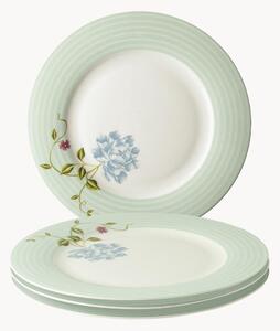 Sada porcelánových mělkých talířů Mint Candy Stripe, 4 díly