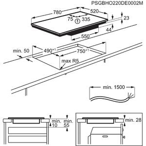 Electrolux Serie 700 EIS82453 Černá Vestavěné 80 cm Indukční varná deska se zónami 4 zóna/zón