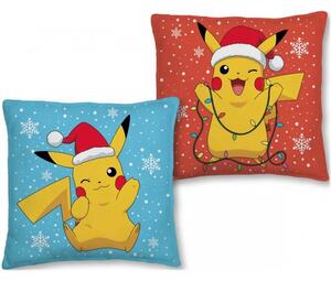 Oboustranný polštář Pokémon Pikachu se zimním motivem - 40 x 40 cm