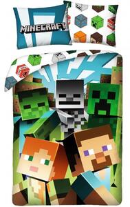 Bavlněné ložní povlečení Minecraft - Alex a Steve vs. monstra - 100% bavlna - 70 x 90 cm + 140 x 200 cm
