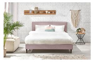 Růžová čalouněná dvoulůžková postel s roštem 180x200 cm Anja – Bobochic Paris