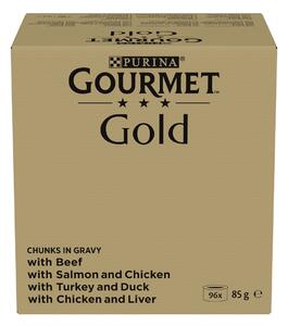 PURINA GOURMET GOLD Kousky v omáčce Mix 4 Flavors Box - mokré krmivo pro kočky - 96x85g