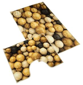Bellatex Koupelnová a WC předložka Dřevěné koule 3D SADA 60 x 100 cm + 60 x 50 cm
