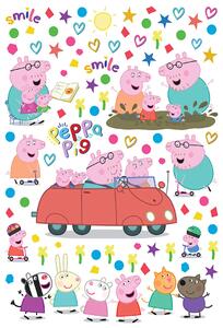 Dětská samolepka na zeď Prasátko Peppa Rodinná Jízda | 42.5 x 65 cm | DDKM1665
