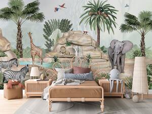 Afrika tapeta exotická zvířata džungle - Jungle Jive | Fugu Materiál: Digitální eko vlies - klasická tapeta nesamolepicí
