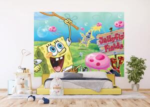 Dětská vliesová fototapeta na zed' Spongebob Chytá Medúzy | 252 x 182 cm | DFTDXL2053