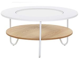 Bílý konferenční stolek se světlým dřevem CHICO