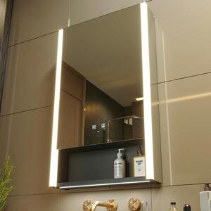 Zrcadlová skříňka do koupelny s LED osvětlením – stmívatelná – s funkcí proti zamlžování – 3 barvy světla – zásuvka a USB port – 55 x 80 cm