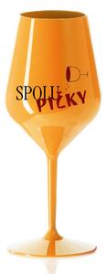 SPOLUPIČKY - oranžová nerozbitná sklenice na víno 470 ml