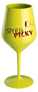 SPOLUPIČKY - žlutá nerozbitná sklenice na víno 470 ml