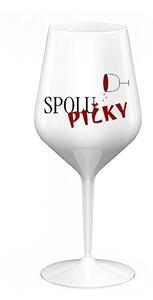 SPOLUPIČKY - bílá nerozbitná sklenice na víno 470 ml