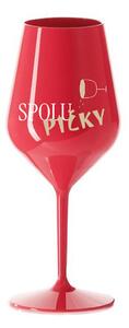 SPOLUPIČKY - červená nerozbitná sklenice na víno 470 ml