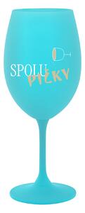 SPOLUPIČKY - tyrkysová sklenice na víno 350 ml
