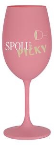 SPOLUPIČKY - růžová sklenice na víno 350 ml