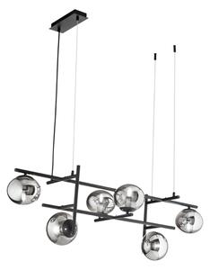 Ondaluce - Lustr na lanku JEWEL 6xE14/10W/230V černá/kouřová černá
