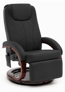 Relaxační polohovatelné masážní křeslo s vyhříváním Dekorino VINTAGE, třešňové dřevo/ekokůže, černé