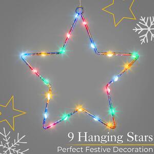 Vánoční LED závěs s 9 hvězdami ve tvaru V, 1,3m, různé barvy na výběr Barva: Studená bílá