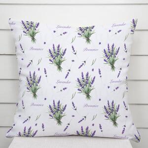 Biante Dekorační povlak na polštář Rongo RGP-508 Snítky levandulí Provence na bílém 30 x 50 cm