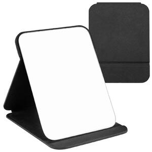 Skládací kosmetické zrcátko - 160 x 120 mm -Polyuretankůže - Černé - Přenosné pro cestování a auto
