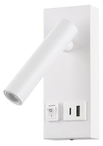LED Nástěnné bodové svítidlo s USB CHARGE LED/2W/230V bílá
