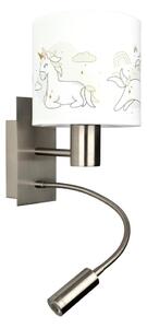 Brilagi - LED Flex. lampa BOBO 1xE27/25W/230V + LED/3W m. chrom/bílá/jednorožci