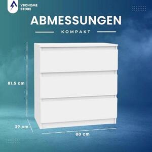 Víceúčelová komoda se 3 zásuvkami – bílá – 80 x 39 x 81 cm – moderní a prostorná