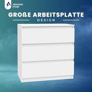 Víceúčelová komoda se 3 zásuvkami – bílá – 80 x 39 x 81 cm – moderní a prostorná