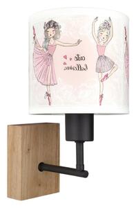 Brilagi - Nástěnná lampa BOBO WOOD 1xE27/25W/230V dub/černá/bílá/růžová/baletky