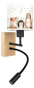 Brilagi - LED Flex. lampa BOBO WOOD 1xE27/25W/230V + LED/3W dub/černá/bílá/zvíř
