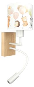 Brilagi - LED Flex. lampa BOBO WOOD 1xE27/25W/230V + LED/3W dub/bílá/zvířátka