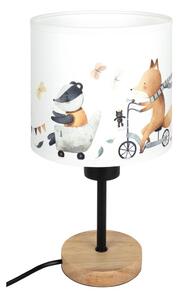 Brilagi - Stolní lampa BOBO WOOD 1xE27/25W/230V dub/černá/bílá/zvířátka