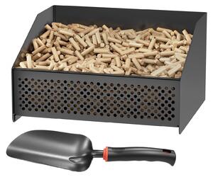 Pelletový koš kovový - 30 x 25 x 17 cm - Pro krbová kamna - Železo - Velká kapacita - Ventilační konstrukce