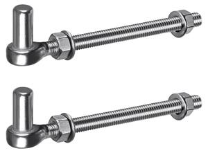 Pant pro bránu, typ J, z nerezové oceli 304, M12 x 200 mm, 2 kusy, určené pro ploty z pletiva, dřevěné ploty a sloupky