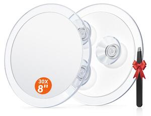 Kosmetické zrcadlo s 30násobným zvětšením, průměr 20 cm – Zrcadlo s přísavkou, vhodné do koupelny i na cesty