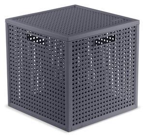 Tmavě šedý úložný box s víkem z recyklovaného plastu 28x28x28 cm Kaya Cube – Curver