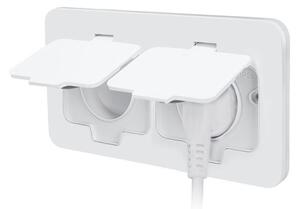Solight 5B323W - Venkovní vestavná podlahová dvojzásuvka IP55 bílá obdélníkový