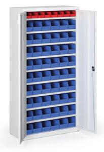 Skříň s plastovými boxy BASIC - 1800 x 400 x 920 mm, 8xA/54xB, šedá/šedé dveře