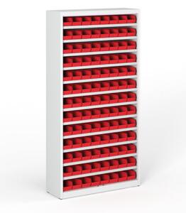 Regál s plastovými boxy BASIC se zadní stěnou - 1800 x 400 x 920 mm, 104x box A