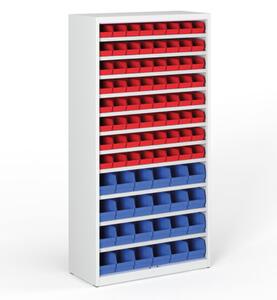 Regál s plastovými boxy BASIC se zadní stěnou - 1800 x 400 x 920 mm, 64x A, 24x B
