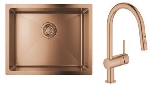Sada ocelový dřez Grohe K700U 31574DL1, kuchyňská baterie Grohe Minta 32321DL2
