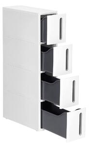 SONGMICS Pojízdný úzký regál 4 zásuvky 17 x 84 cm bílá šedá