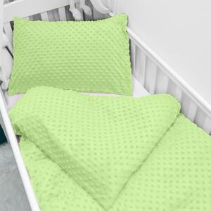 Biante Dětské povlečení do postýlky Minky 3D puntíky MKP-005 Pastelové světle zelené Do postýlky 90x120 a 40x60 cm
