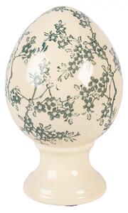 Keramické vejce na podstavci se zeleným květinovým motivem Emerald Bloom M – 12x19 cm