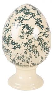 Keramické vejce na podstavci se zeleným květinovým motivem Emerald Bloom L – 15x24 cm