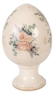 Keramické vejce na podstavci růže a eukalyptus Vintage Rose XL – 17x28 cm